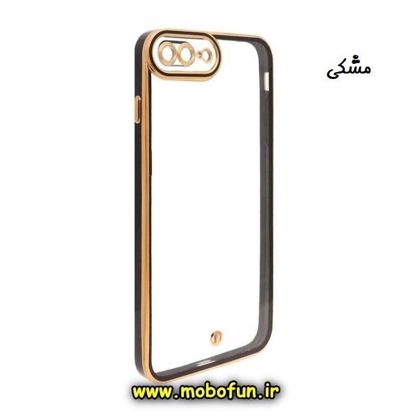 قاب گوشی iPhone 7 Plus - iPhone 8 Plus آیفون طرح الکتروپلیتینگ ژله ای شفاف اورجینال یونیک کیس Unique Case محافظ لنز دار مشکی کد 430